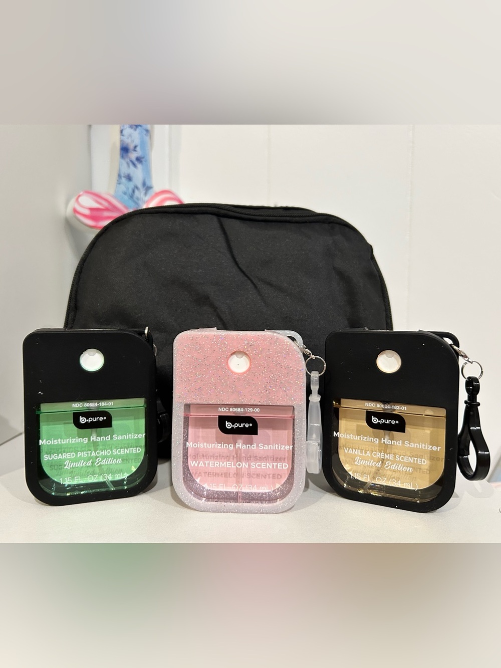 b.pure Hand Sanitizer, Holder with Charm & Belt Bag Set - Choose 1 Set